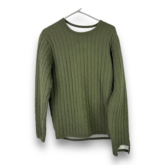 Outerknown Mens Sz M Green Quilted Crewneck Pullover Sweatshirt Cozy - Damaged - Picture 1 of 11